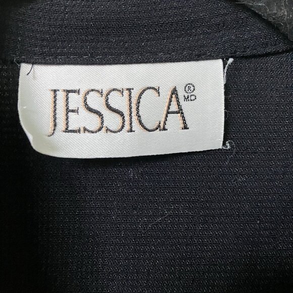 Vintage Jessica Blouse Womens Cropped Abstract Blouse Rayon 90s Boho - Picture 3 of 6